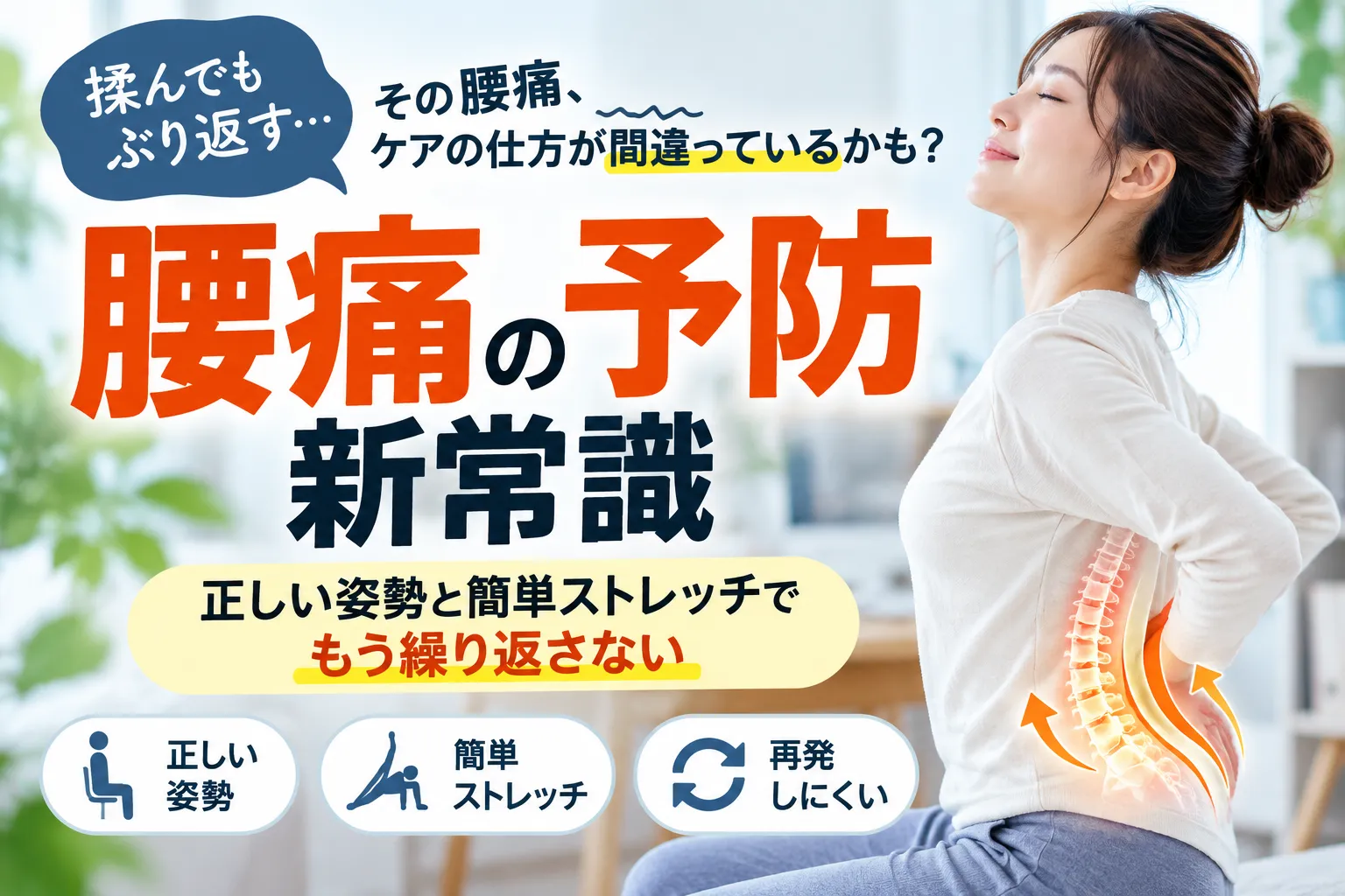 腰痛の予防の新常識！揉んでもぶり返す人が見直すべき正しい姿勢と簡単ストレッチ
