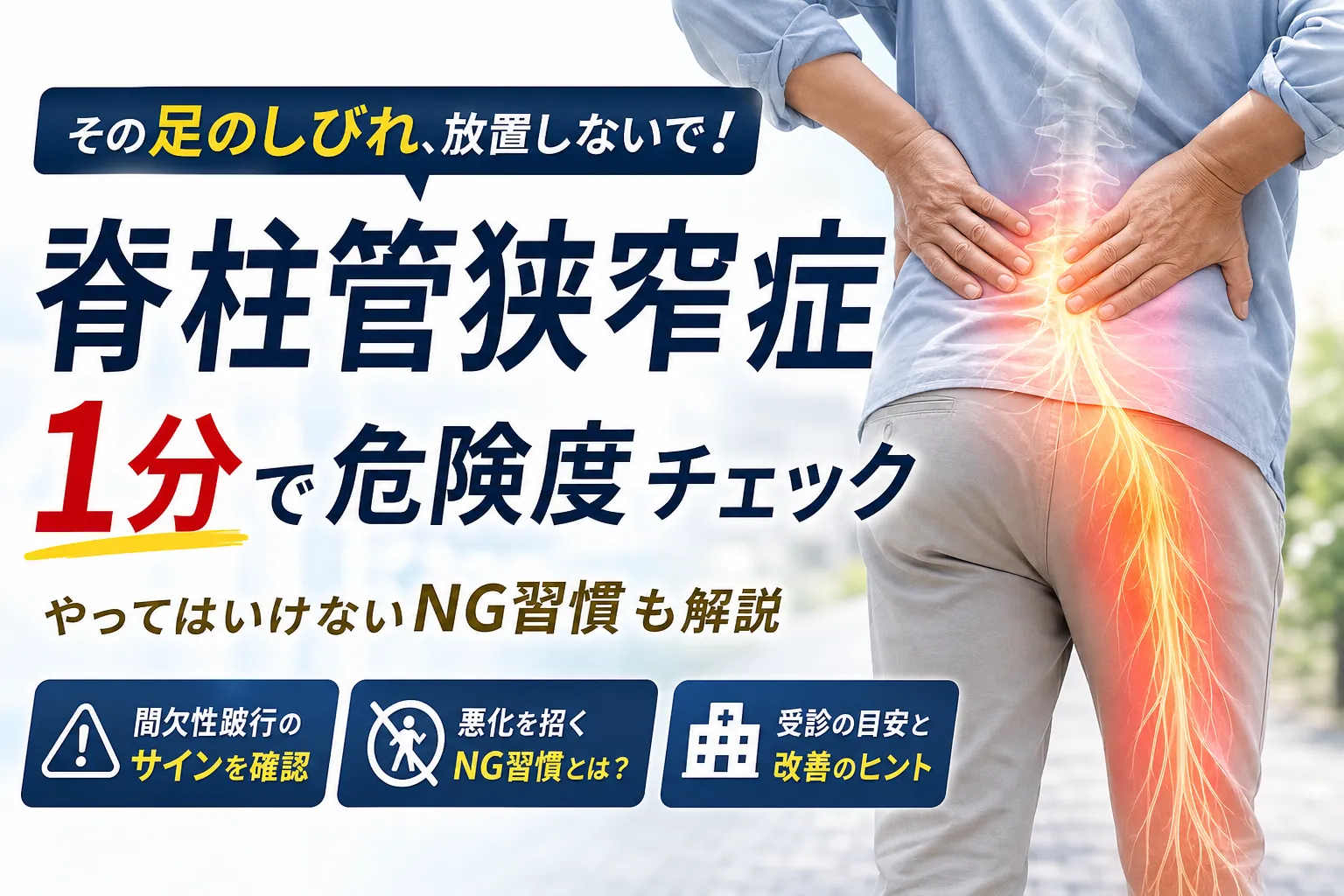 脊柱管狭窄症の症状チェック！足のしびれ判定とやってはいけないNG習慣